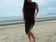 Sexy Tight Black Dress and Beauty Chill