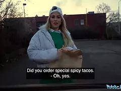 Public agent do you want to observe my tacos sex parody eighteen year senior blonde waitress