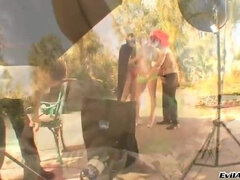 Mind blowing group hardcore scenes with lusty Tara Lynn moaning on two dicks outdoor