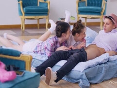 Two Young Waitresses Seduced The Boy In The Cafe