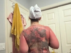Salle de bains, Belle grosse femme bgf, Hard, Solo, Tatouage