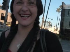 Sucer une bite, Brunette brune, De plein air, Public