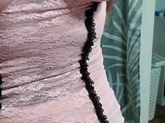 Cdmichelle Wearing White Sexy Lingerie Playing with Cock Until Huge Cum Load