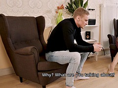 TUTOR4K. English teacher with big tits calms down when she gets a studs dick