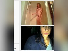 Mooi, Grote mammen, Vrouw, Douche, Alleen, Tiener, Tieten likken, Webcamera