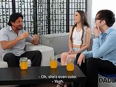 Amerikansk, Utro, Far, Hundestilling, Hd, Slikning, Teenager, Bryster