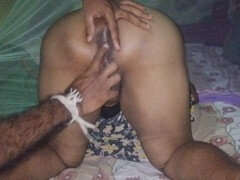 Husband fingerblasting Sri Lankan wife's ass and pussy in doggy style