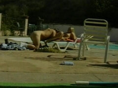 デカパイ, フェラチオ, カップル, ドイツ人, プール, ヴィンテージ