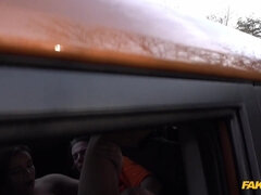 Curvy brunette sucks hot cock of her driving instructor Ricky Rascal, Sofia Lee - reality car sex