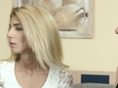 Mistress hides in the closet then joins in for hardcore threesome fuck