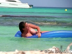 Massive Natural Big Boobs Teen going Topless on the Public Beach!