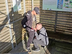 Enthousiasteling, Grote lul, Sperma in mond, Homo, Duits, Buiten, Realiteit