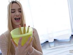 Naughty Easter Bunny Oils Up Carrots And Cock - Kenna James by LUBED: Porn