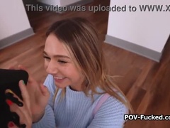 Amateur Teen Mia Kay Gags on Ike Diezel's Cock for Rent Discount - POV Blowjob