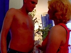 Natural German babe takes hard pounding from a hung stud