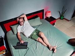 Amatör, Svart, Avsugning, Par, Creampie, Ebenholts, Offentlig, Rider