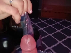 Dominatrix Make Hand Job with Her Slave and Make Him Crazy Orgazm with Lot of Sperm