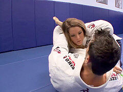 spectacular Megan Fenox tempts her grappling coach