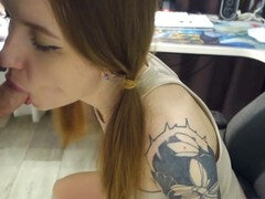 Ερασιτέχνης, Πίπα, Σπέρμα στο στόμα της, Παιχνίδι, Σπιτικό, Ρώσος, Τατουάζ, Βυζιά