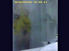 捕まる, 乳首, シャワー, オッパイの, のぞき