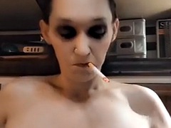 Topless Milf Smoking