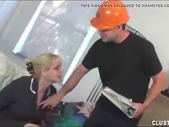 Step Mom And Teen Jerk Off The Electricity Guy For Good