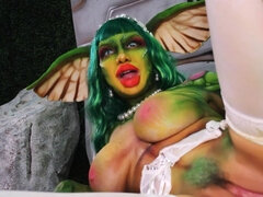 Gros seins, Gode, Femelle, Masturbation, Maman, Solo, Jarretelles