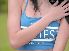 お尻, 黒人, オナニー, 自然山雀, アウトドア, オマンコ, ヒモパン, オッパイの