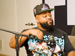 CurlyRican gets drilled hard during a podcast interview - real ass and creampie included!