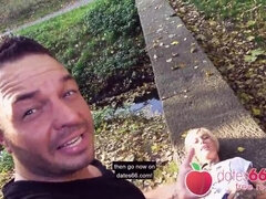 Blondynka, Obciąganie, Niemiecki, Mamuśka, Na wolnym powietrzu, Punkt widzenia, Publiczny, Cipka