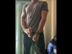 Jockdad87 Shoots a Load of Cum All Over the Equipment Closet