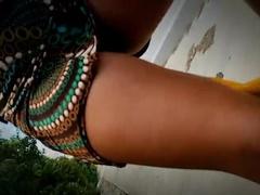 SnakySlut Forgets Her Panties: Hot Brunette Rides Bike with Dildo
