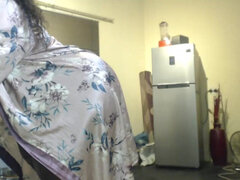 Africain, Noire, Gode, Cuisine, Lingerie, Seins naturels, Solo, Vibromasseur