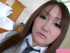 Uniformed Japanese college girl Mona Yuuki gets down and dirty with hardcore fucking