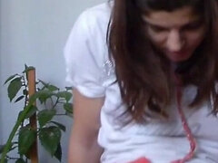Sexy Teen Has Full Bladder and She Is Desperate to Pee so She Empty Her Bladder in Her Short Pants