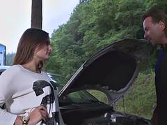 아마추어, 오랄섹스, 흑갈색 머리, 야외의, 공개적인, 젖가슴