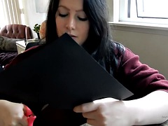 Brunette masturbates solo on webcam