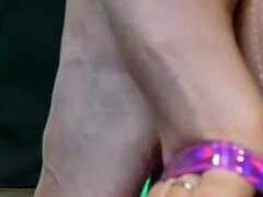 Strap Platform High Heels, Anklet, Toenail Rings and Toenail Polish Foot Fetish Worship Asmr (no Speaking)