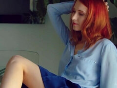 Cul, Doigter, Rousse roux, Rasée, Chaussures, Solo, Dénudage, Adolescente