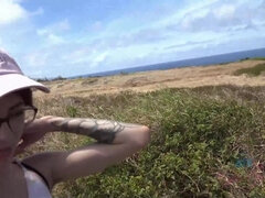 素人, ビーチ, 爸, 彼女, 眼鏡, オナニー, アウトドア, 公共