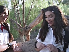 Hairy lez bae eats her best friends lesbian pussy while fingering herself