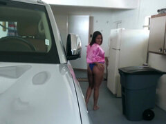 Marilyn Mansion polish neighbor�s cock & balls & fucks him in the car