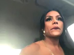 Smuk, Store bryster, Latinsk, Onani, Offentlig, Shemale, Solo, Bryster