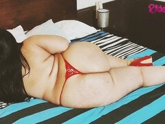 Son spies on voluptuous Latina stepmom relaxing her thick booty on the bed