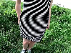 Quick cum outdoor panty cum on teen pussy