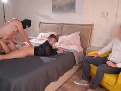 Pijpbeurt, Bedriegen, Sperma shot, Hakken, Man, Nylonstof, Panty, Russisch