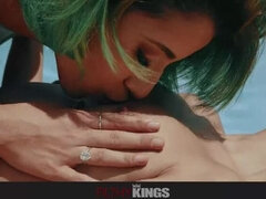 Filthy Stepsisters Xxlayna & Roxie Lesbian 69 Poolside - Oil, Big Natural Tits, 4K
