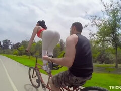 Bicycle Ride with Busty Brunette Mandy Muse, Featuring Tattoos, POV, and Deepthroat