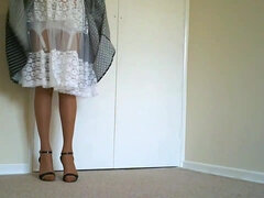 Retro Lace Slip With Tan Nylon Stockings