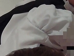 18 años, Asiático, Pareja, Corrida, Mucama, Montar, Medias largas, Adolescente